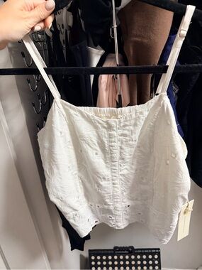 NWT Ocean Drive White Eyelet Button-Front Camisole